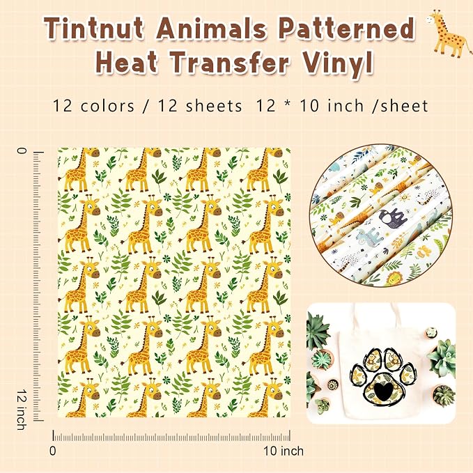 Tintnut Cute Animals Heat Transfer Vinyl, stretch washable, works - Image 2