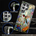 for Samsung Galaxy S23 Ultra Case, Hummingbird Wildflower Stained Glass Pattern - Image 4