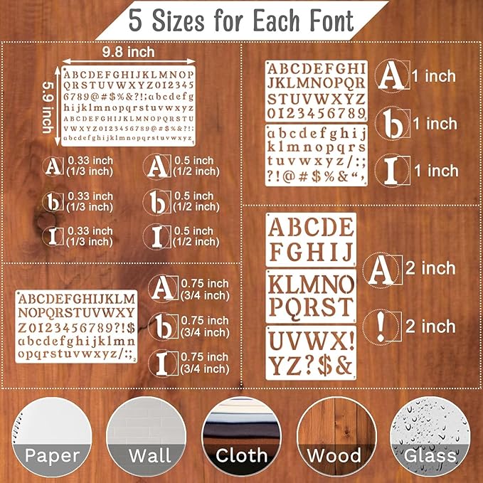 1/3, 2 Inch Letter Stencils for Painting, 28 Pack Reusable Plastic Alphabet and - Image 2