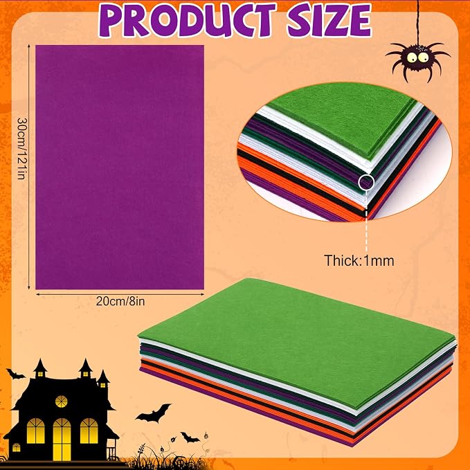 20 Pcs Halloween Felt Fabric Sheets - Image 3