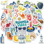 50 Pcs Watercolor Summer Beach Stickers, Tropical Ocean Fruit Sea Creature by Unknown