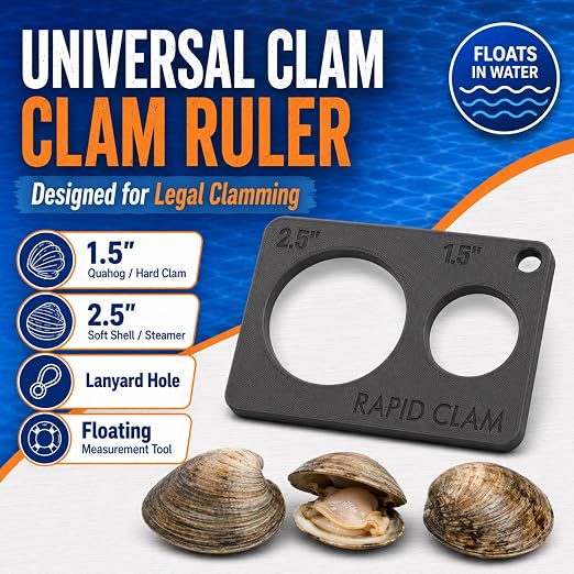 Clam Measuring Tool | 1.5" Quahog & 2.5" Soft-Shell Clam Gauge | Floats in - Image 2