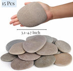 Mezchi 15 Pack Extra Large Flat River Rocks, 3.1-4.7 Inch Smooth Painting Stones - Image 2