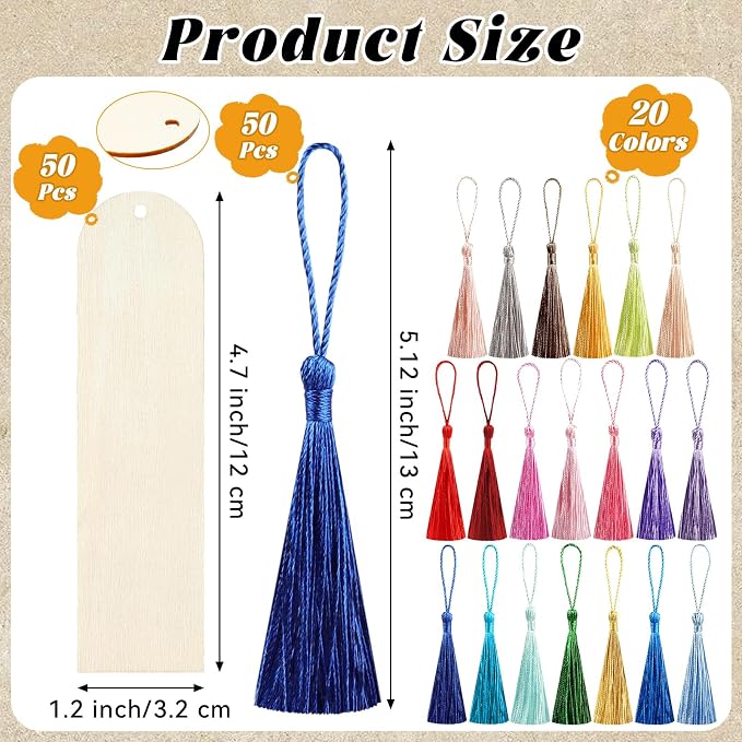 50 Pcs Wooden Bookmarks, Unfinished Wooden Bookmarks - Image 2