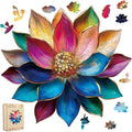 Wooden Puzzles for Adults, Lotus Flower Jigsaw Puzzles 5MM, 200 Pieces Unique by BODHIPNJOY