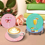 Benjenes 8 PCS Diamond Art Coasters Kits Cocktail Diamond Painting Coaster | - Image 6