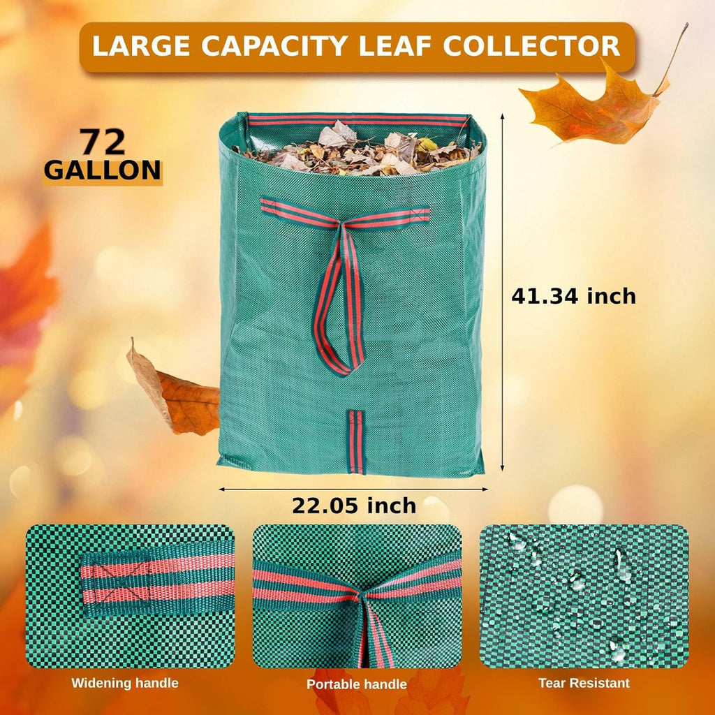 72 Gallon Leaf Collector,3-Pack Yard Waste Bags,Large Dustpan-Type Lawn and Leaf Bags, Leaf Bags for Yard Debris,Grass Clippings,Collapsible Trash Can for Parties,Laundry,Camping