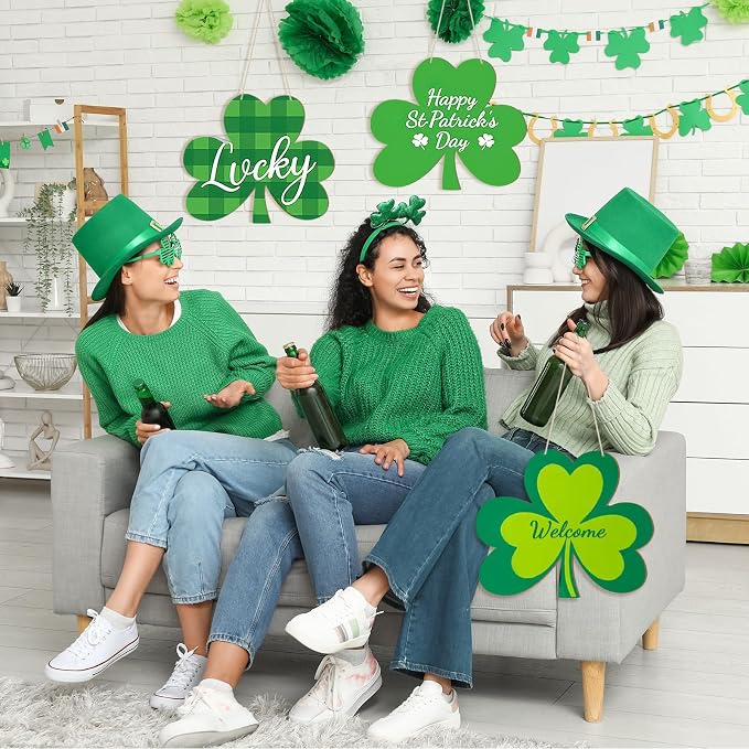Large Size 12" Wooden Shamrock Ornaments to Paint, St. Patrick's Day Decoration - Image 3