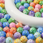 16mm Acrylic Beads 100pcs Chinese Ceramic Style Spacer Bead Loose Beads - Image 4