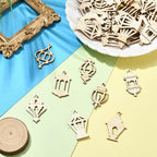 200 pcs Mixed Styles Hollow Lantern Theme Undyed Wood Cutout Charms Pyrography - Image 5