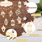 200 pcs Mixed Styles Hollow Lantern Theme Undyed Wood Cutout Charms Pyrography - Image 3