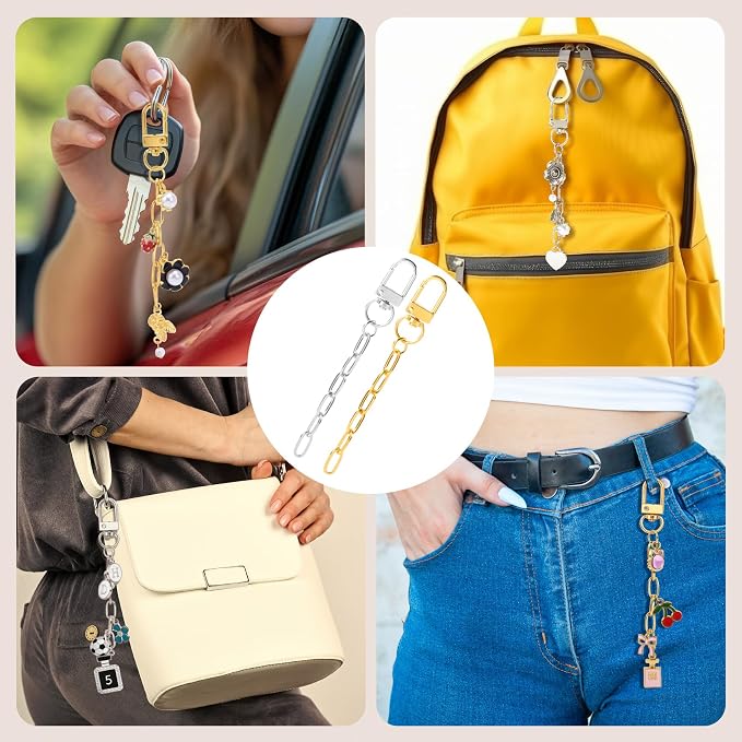 30pcs Gold & Silver Keychain Making Kit, Key Ring Swivel Snap Hook Chains - Image 4