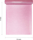 Efuncro- Pink Glitter HTV 12'' x 8ft Heat Transfer Vinyl, Iron on - Image 2