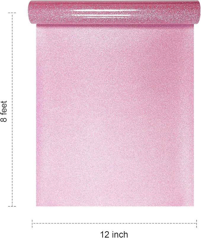 Efuncro- Pink Glitter HTV 12'' x 8ft Heat Transfer Vinyl, Iron on - Image 2