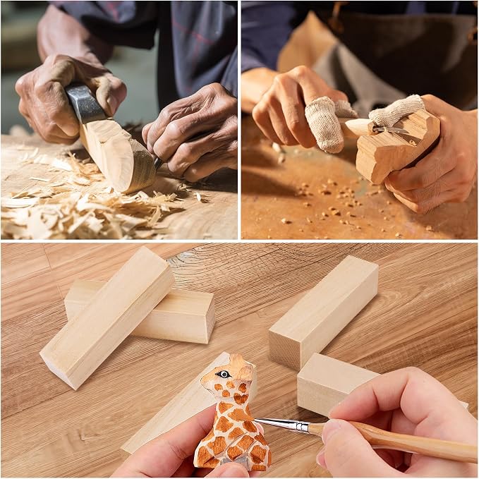 7 Pcs Basswood Carving Blocks, Soft Whittling Wood - Image 6