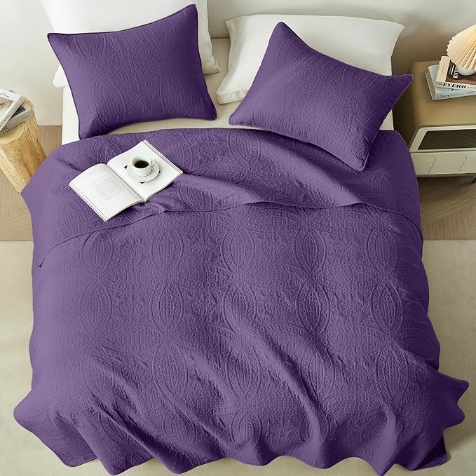 akkialla Purple Twin Quilt Set, Ultrasonic Lightweight Bedspread Coverlet - Image 3