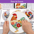 Uniartfy 3 Pack Funny Rooster and Flower Embroidery Kits - Image 3