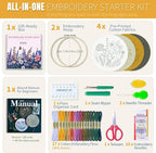 ETSPIL Embroidery Kit for Beginners, 2 Hoops, 4K Video, 4 Floral Patterns | - Image 3