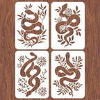 INFUNLY 4pcs Snake Flower Wall Stencils by INFUNLY