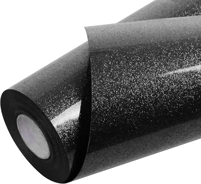 TORC Black Glitter HTV Heat Transfer Vinyl Roll 12 inch x 20 ft Iron on Vinyl by TORC