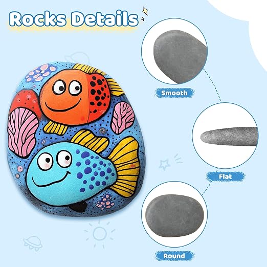 DALTACK 24 Pcs Large Rocks for Painting, Natural Flat River Rocks, 3-4 Inch - Image 2