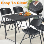 4ft Folding Table, Portable Fold-in-Half Adjustable Height Utility Table - Image 5