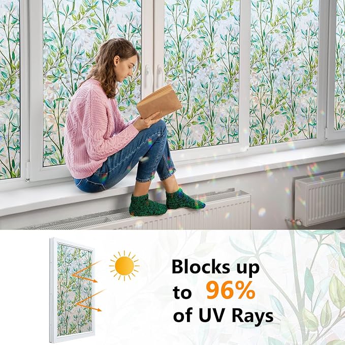 Ranzdn Window Privacy Film, Stained Glass, Static Cling, 45.2" x 78.7" | No - Image 2