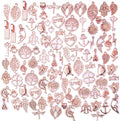 100pcs Rose Gold Mixed Charms Pendants Tibetan Alloy Vintage Charms Wholesale by Unknown