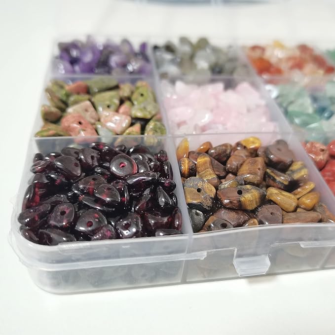 1500Pcs Natural Chip Stone Beads 5-8mm Crystal Bracelet Jewelry Making Kit | - Image 3