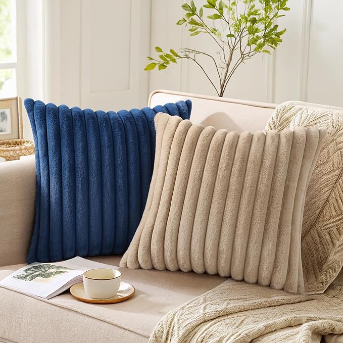 Pallene Faux Fur Plush Throw Pillow Covers 18x18 Set of 2, Luxury Soft Fluffy - Image 5
