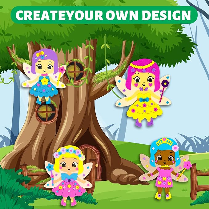 VKPI 4 Pieces EVA Foam Art Crafts Gift Kit, Creative Make Your Own Fairies - Image 5