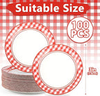100 PCS Red and White Checkered Plates, Disposable 7 Inch Plaid Paper Dessert - Image 2