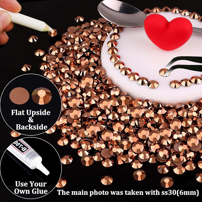 5000pcs 2mm Resin Rhinestones Bulk, Champagne Flatback Round Jelly Rhinestones - Image 4