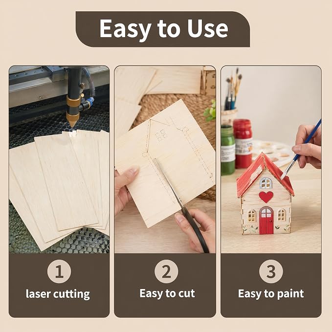 Balsa Wood Sheets, 5 Pack 12 x 4 x 1/16 Inch Unfinished Thin Wood Boards - Image 3
