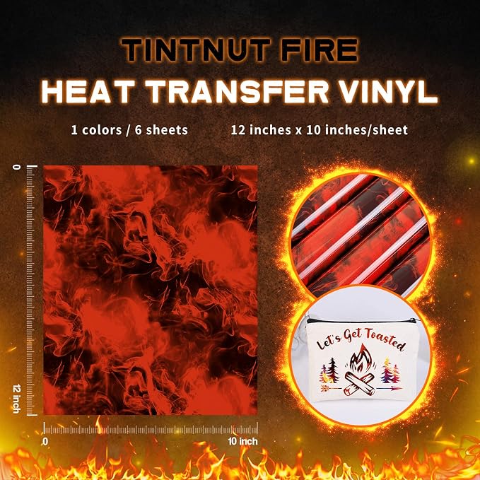 Tintnut Red Black Flame Heat Transfer Vinyl, stretch washable, suitable - Image 2