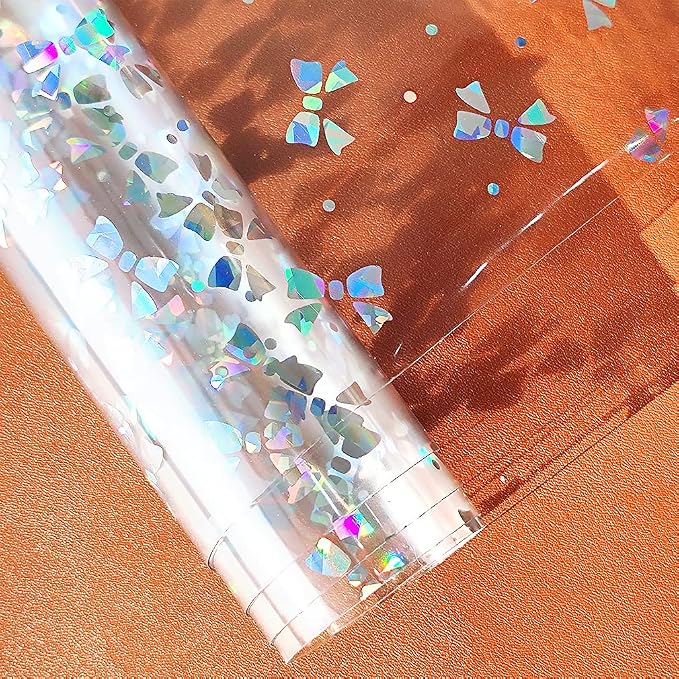 HYANG Transparent Bows PVC Super Clear Holographic Vinyl Faux Leather Sheets 1 - Image 3