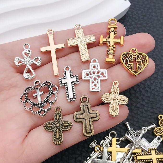 WOCRAFT 100pcs Cross Charms for Jewelry Making Assorted Jewelry Bangle Bracelet - Image 4