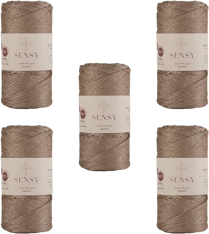 5 Skeins of Sensy Premium 2mm 251 Yards Sparkle Polyester Rope 90% by SSENSY