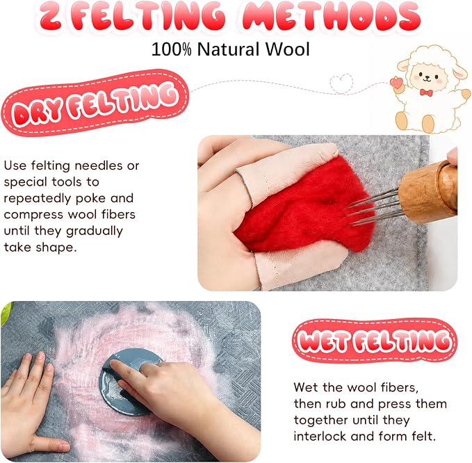 3.53oz Wool Roving: Needle Felting Wool White Roving Wool Felting Supplies Pure - Image 8