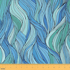 Feelyou Teal Fabric by The Yard, Abstract Art Ocean Wave Upholstery Fabric by Feelyou