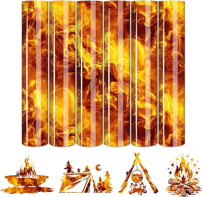 Tintnut Orange Flame Heat Transfer Vinyl, stretch washable, suitable by Tintnut