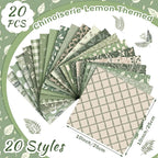 HunnmingRe 20 Pcs 10''x10'' Sage Green Quilting Fabric Square Greenery Precuts - Image 2