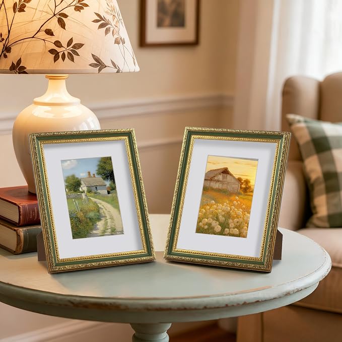 eletecpro 8x10 Vintage Picture Frame, Glass Cover, Light Green, Horizontal or - Image 6