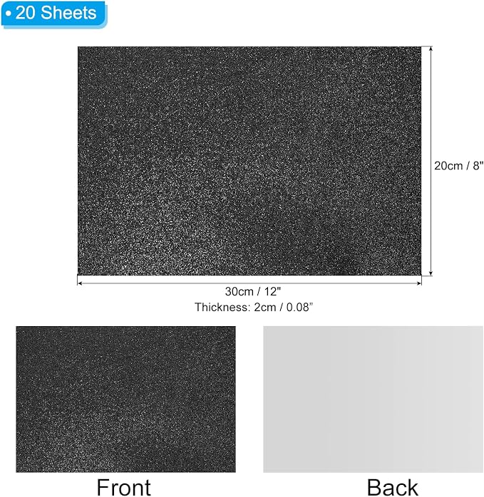 PATIKIL Black Shiny EVA Glitter Foam Sheet 11 x 8 Inch 2mm Thick - Image 2