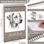 5 Pcs Sketch Book Bulk 9 x 12 in 200 Sheets Top Spiral Bound Sketch Pad Drawing - Image 2