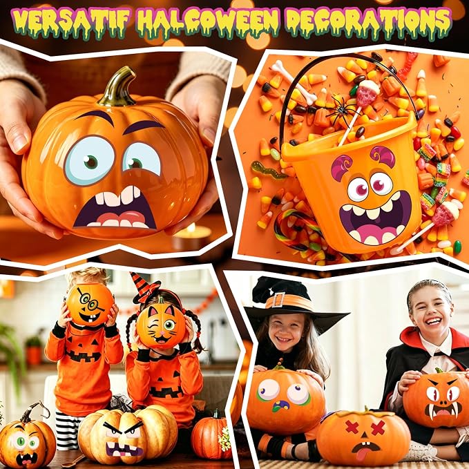 LOMIMOS Halloween Pumpkin Decorating Stickers, Large Jack-O-Lantern | Make - Image 3
