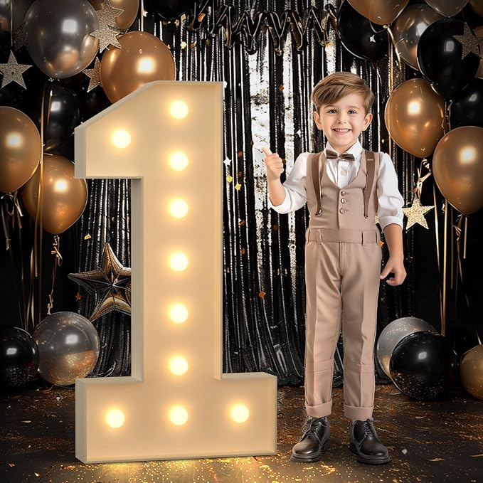 imprsv 4FT Marquee Numbers 1 Light up Number 1st Birthday Decorations Large by Letsmakeitimpressive