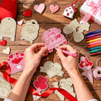 80PCS Wooden Heart Ornaments to Paint Valentine's Day Craft, 10 Styles DIY - Image 7