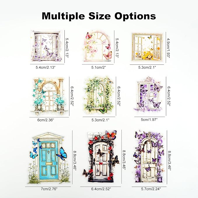 60PCS Butterfly Window PET Stickers – Romantic Vintage Style Journal Supplies - Image 3
