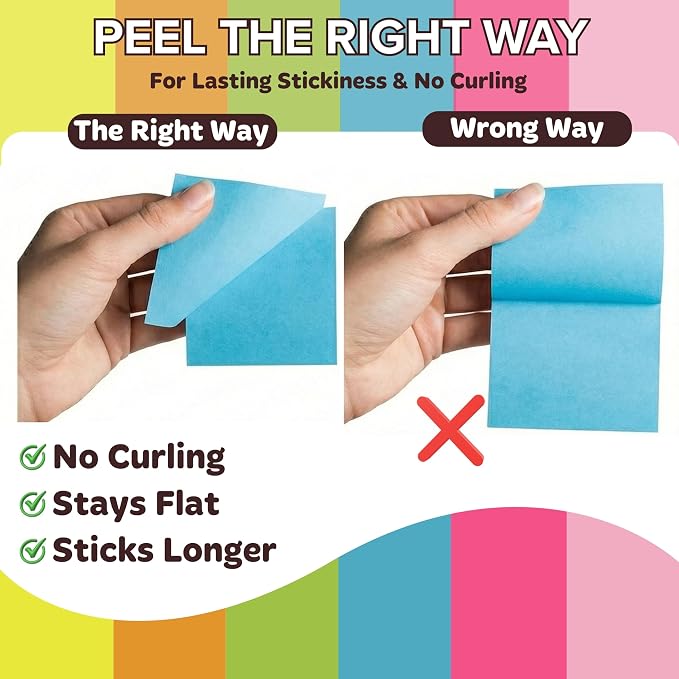 Sticky Notes 3x3 – 2026 Improved Adhesive, Very Very Sticky & Bright Neon - Image 3